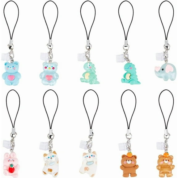 10Pcs Dust Plug Charms 3.6-3.7 Inch Long Mobile Dustproof Plugs with Animal Pendants Type C Dust Plug Charm Type C Port Caps Protector Phone Pendants Accessory for Most Type C Phone Colorful