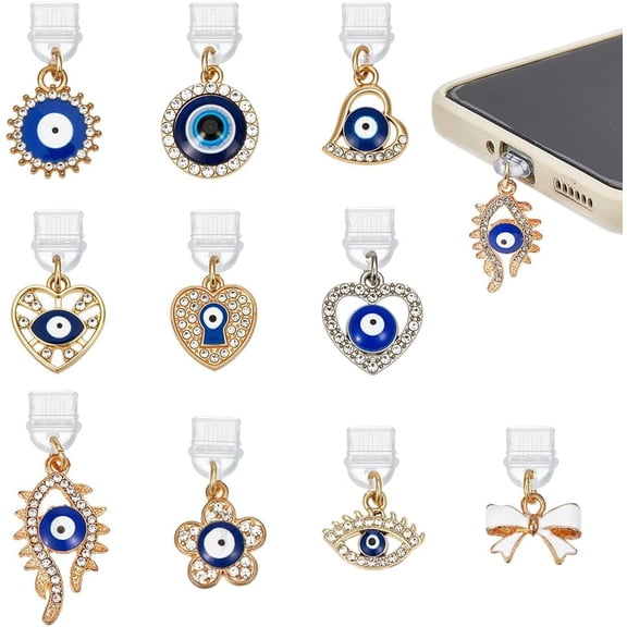 10Pcs Dust Plug Charms Mobile Dustproof Plugs with Pendants Type C Dust Plug Charm for Most Type-C Phone Colorful