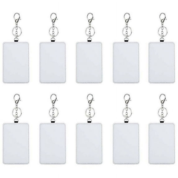 10Pcs Dye Sublimation Rectangle Portable Transportation Card Holder Work Printable Keychain