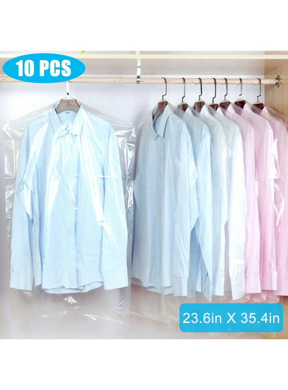 10Pcs EEEkit Clear Clothes Dust Cover, Disposable Hanging Garment Bag, Waterproof Clear Clothing Dust Cover for Dry Cleaner, Closet Storage, Travel, 24 x 35inch