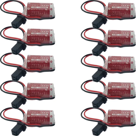10Pcs ER3 3.6V Battery for ER3 Estun Robot Lithium Battery with Black Plug