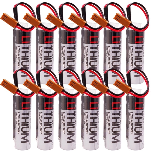 10Pcs ER6V/3.6V 2400mAh PLC Lithium Battery Compatible for Toshiba PLC Battery for M64 System with Brown Plug
