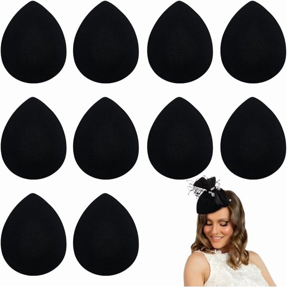 10Pcs EVA Cloth Teardrop Fascinator Hat Base for Millinery Black 127x100x5mm DIY