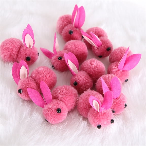 10Pcs Easter Bunny Animals Mini Plush Bunny Rabbit Plush Stuffed Animals Stuffed Bunny Toys Soft Tiny Rabbit Doll Plush Hanging Pendant Ornament for DIY Easter Decorations Party(Pink)
