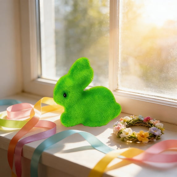 10Pcs Easter Bunny Foam Decoration, CQCYD Easter Decorations, Colorful Flocking Rabbit Ornaments Foam Bunny Figures For Spring Party Wreath Branch Floral Arrangement Home Table Centerpiece Decor