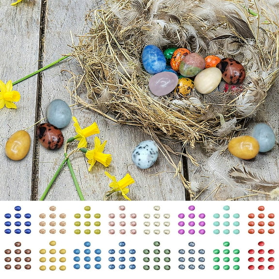 10Pcs Easter Eggs Lampwork Crystal Egg Figurine Small Round Oval Egg Ornaments Easter Basket Fillers Decorations for Home Party Decor