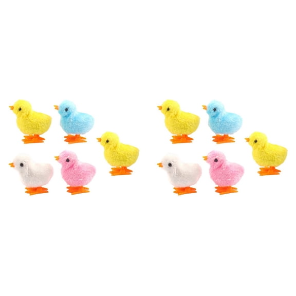 10Pcs Easter Wind Up Chick Toys Novelty Jumping Chicken Gag Plush Baby Chicks Toys Favors Gift for Kids Girls