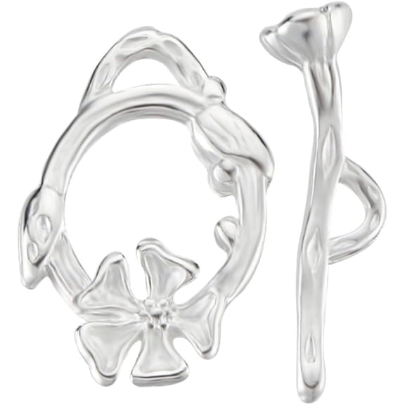 10Pcs Eco-friendly Brass Toggle Clasps Cadmium Free Lead Free Long-Lasting Plated Ring with Flower 925 Sterling Silver Plated Ring: