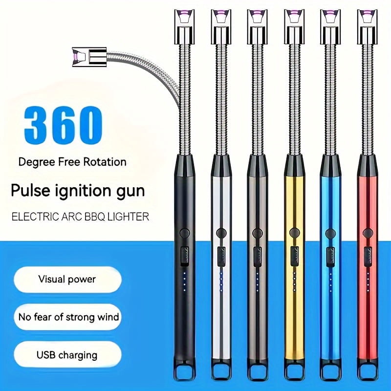 10Pcs Electric Lighter Pulse Lgniter, Kitchen Gas Stove Outdoor Windproof Flameless Ignition Stick, USB Charging Arc Ignition Stick, Suitable for Outdoor Kitchen Candle BBQ Camping
