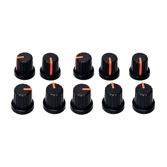 10Pcs Electronic Control Potentiometer Knob 6mm Knurled Shaft Hole Volumes Control Knob Plastic Electric Guitar Knobs