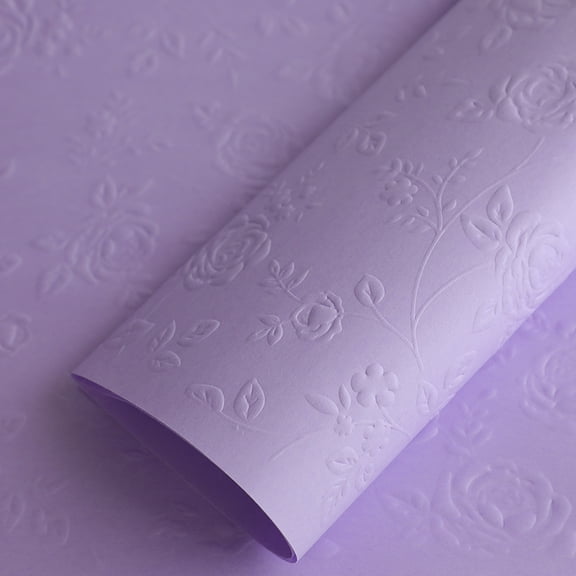 10Pcs Embossed Wrapping Paper Sheets, Vibrant Floral Design for Bouquet & Gift Wrapping, Craft Paper for DIY, Gift Packaging for Valentine's Day and Birthdays, 22.8x22.8"(Purple)