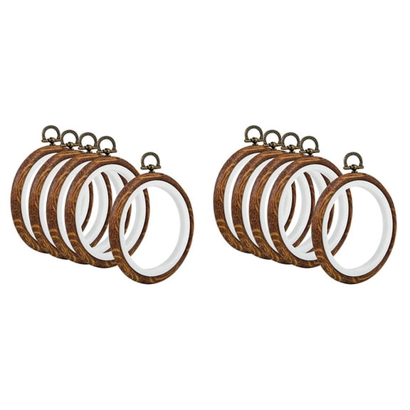 10Pcs Embroidery Hoops Imitated Wood Embroidery Circle Round Display Frame Circle for Art Craft Sewing and Hanging