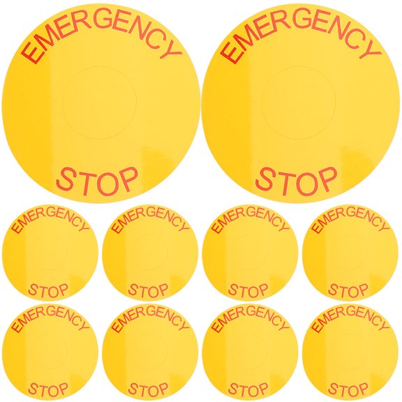 10Pcs Emergency Stop Label Decals Industrial Machinery Electrical Devices Stickers