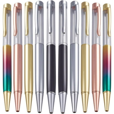 10Pcs Empty Tube Pens Floating DIY Pens Creative Empty Pen Gold Cap for DIY Glitter Epoxy Resin Crystal Pen 5 Colors