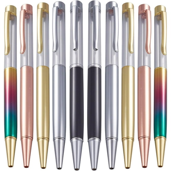 10Pcs Empty Tube Pens Floating DIY Pens Creative Empty Pen Gold Cap for DIY Glitter Epoxy Resin Crystal Pen 5 Colors