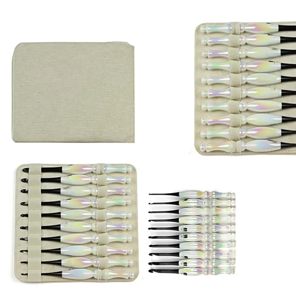10Pcs Ergonomic Grip Aluminium Crochet Hook 3.0-7.0mm Acrylic Handle Crochet Hook Needle for Knitting Sweater Scarf