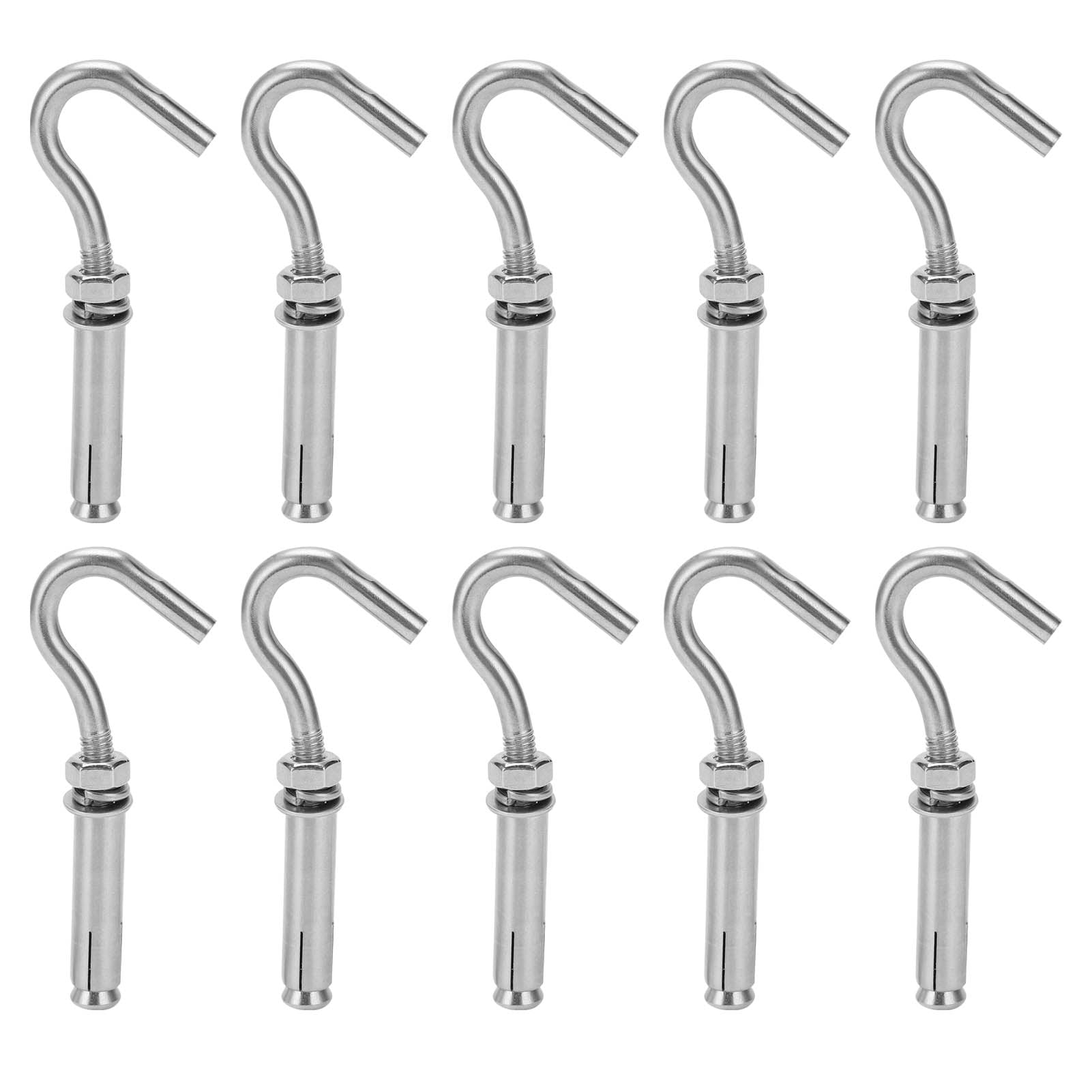 10Pcs Expansion Hooks 304 Stainless Steel M8 Heavy Duty Bolts for Wall