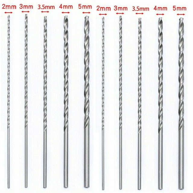 10Pcs Extra Long HSS High Speed Steel Drill Bit Set 2mm/3mm,3.5mm,4mm,5mm Bits