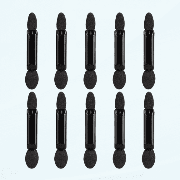 10Pcs Eye Shadow Applicator Disposable Foam Makeup Brush Sponge Tipped Oval Eyeshadow Applicators Dual Sides for Girls Lady Women Daily Beauty (Black)