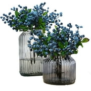 10Pcs Fake Artificial Flowers Berries Branches Picks Blueberry Fruit for Christmas Home Hotel Decorations, 9.84Inch