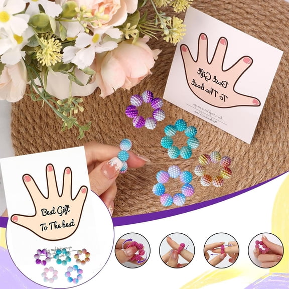 10Pcs Fidget Ring For Adults, Cagogo Fidget Ring for Adults, Sensory Finger Ring Stress ReliefToy, Anxiety Relief Beads, Focus Tool, ADHD SensoryToys, Office DeskToy, Travel FidgetToy, Quiet Finger