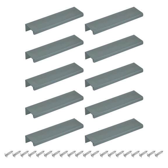 10Pcs Finger Pulls, 120mm/4.72 Inch Aluminum Hidden Cabinet Edge Handles, Modern Concealed Tab Pulls Hardware for Kitchen, Furniture, Drawer, Wardrobe, Gray