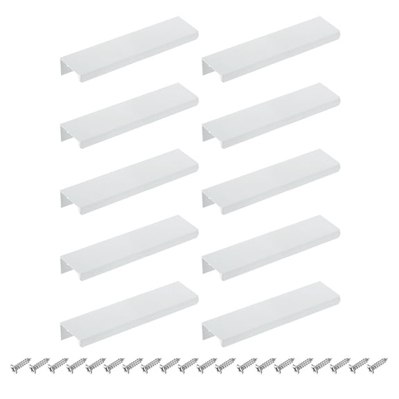 10Pcs Finger Pulls, 120mm/4.72 Inch Aluminum Hidden Cabinet Edge Handles, Modern Concealed Tab Pulls Hardware for Kitchen, Furniture, Drawer, Wardrobe, White