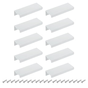 10Pcs Finger Pulls, 80mm/3.15 Inch Aluminum Hidden Cabinet Edge Handles, Modern Concealed Tab Pulls Hardware for Kitchen, Furniture, Drawer, Wardrobe, White