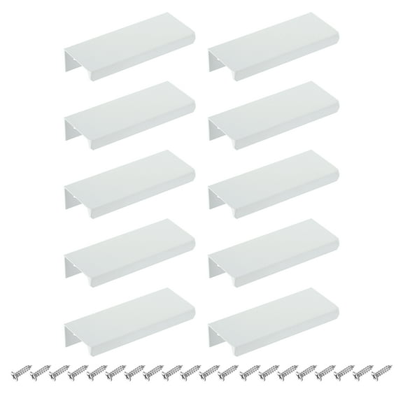 10Pcs Finger Pulls, 80mm/3.15 Inch Aluminum Hidden Cabinet Edge Handles, Modern Concealed Tab Pulls Hardware for Kitchen, Furniture, Drawer, Wardrobe, White