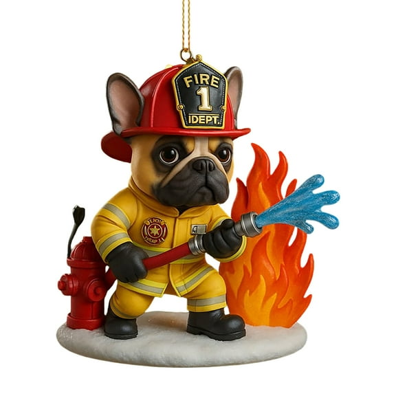 10Pcs Firefighter Christmas Ornament under $5! Xqxayjr Firefighter Dog Christmas Ornament 2025,Hand Painted Holiday Ornament for Tree,Cute Fireman Ornament Collection