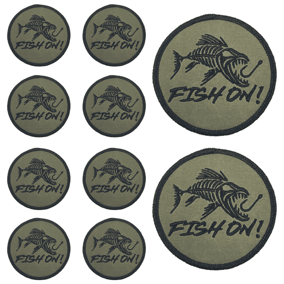 10Pcs Fish On Skeleton Embroidered Patch with hook and loop backing,Outdoor style Badge For  Vests,Jackets, Backpacks,and Clothing