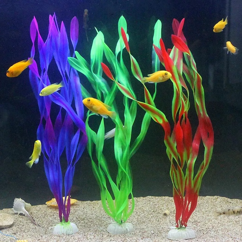 10Pcs Fish Tank Artificial Plants, Plastic Aquarium Plants,12Inch Tall