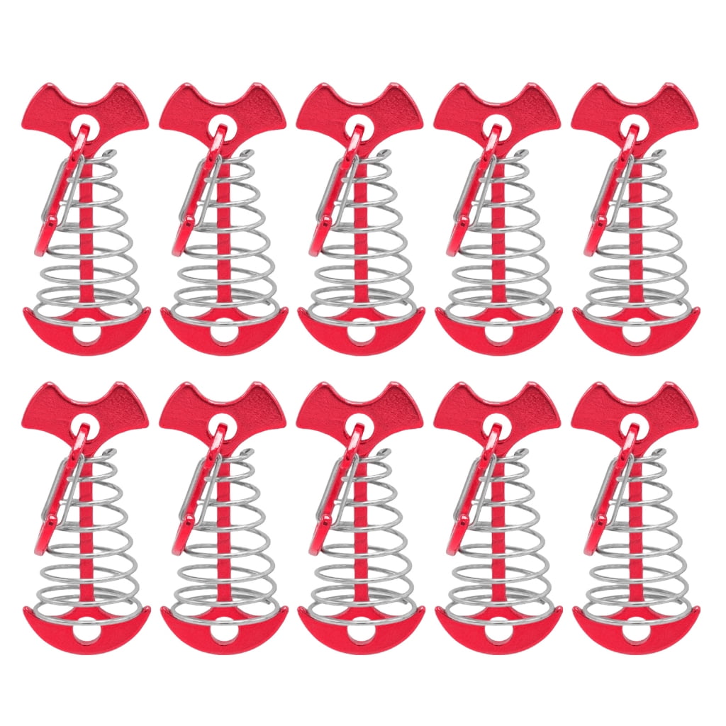 Fishbone Spring Pegs 7829 10Pcs Windproof Fishbone Deck Anchors Peg Spring Guyline Tensioner ...