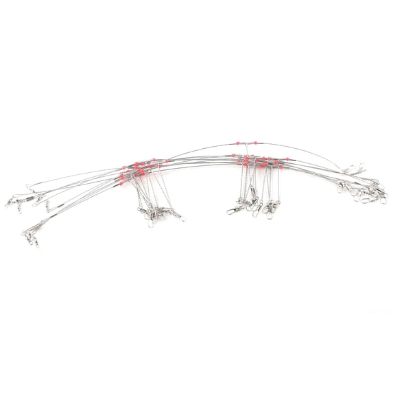10Pcs Fishing Leaders, Fish Line Stainless Steel Wire with Swivels Snap Connect Fishing Gear and Equipment Tackle Kit, for Lures Bait Rig Or Hooks