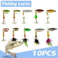 thumbnail image 1 of 10Pcs Fishing Lures Spinnerbait for Bass Trout salmon Metal Hard Lures Inline Spinner Baits, 1 of 10