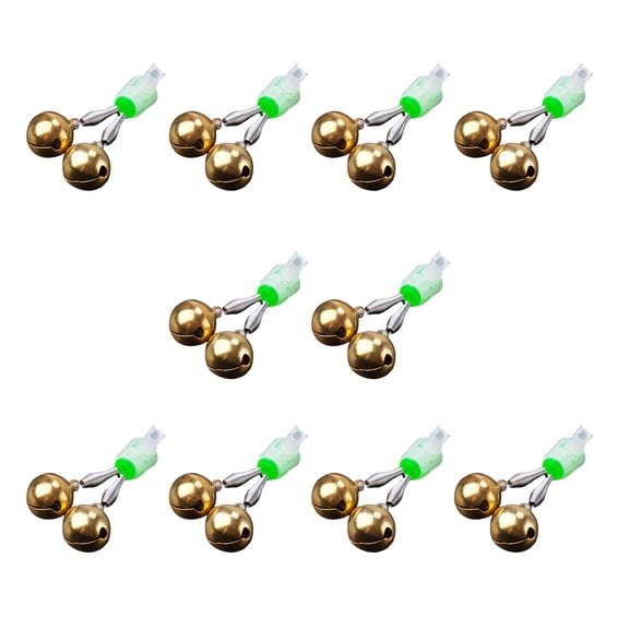 10Pcs Fishing Rod Alarm Bells Loud Alarm Double Alert Bells Plastic Clamps Fishing Rod Bites Baits Alarm with Twin Bells