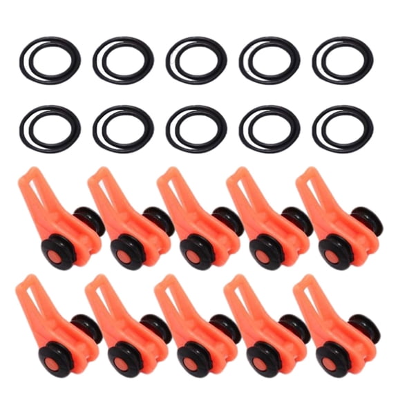 10Pcs Fishing Rod Hook Keepers with 2 Size Elastic Rubber Rings 20Pcs,Adjustable Spring Lure Bait Holders for Most Rods,Small Fishing Tools Easy Adjustable Plastic Fishing Lure Bait Keepers,Orange