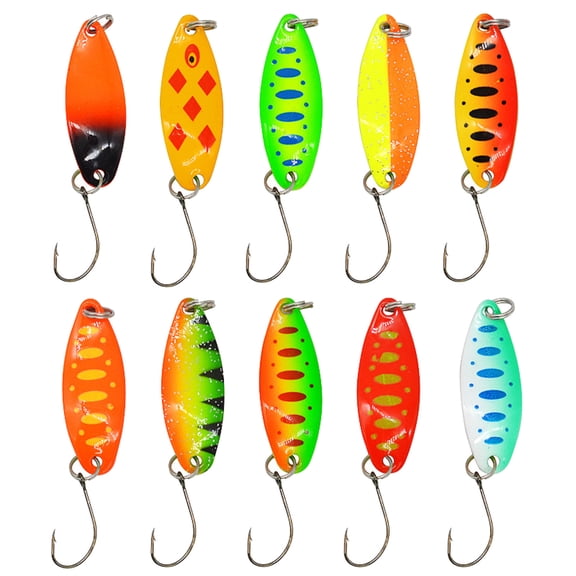 10Pcs Fishing Spoons Lures Metal Lures Baits Trout Bass Castings Spinner Spoon Fish Baits Steel Single Hook Fishhooks
