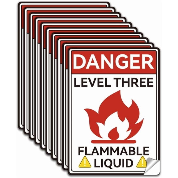 10Pcs Flammable Liquid Warning Sign Sticker Caution Flammable Liquid Self-Adhesive Vinyl Decals Flammable Liquid Danger Warning Sign Level 3 Flammable Liquid Label Placard 7.08x5.12 Inch for making