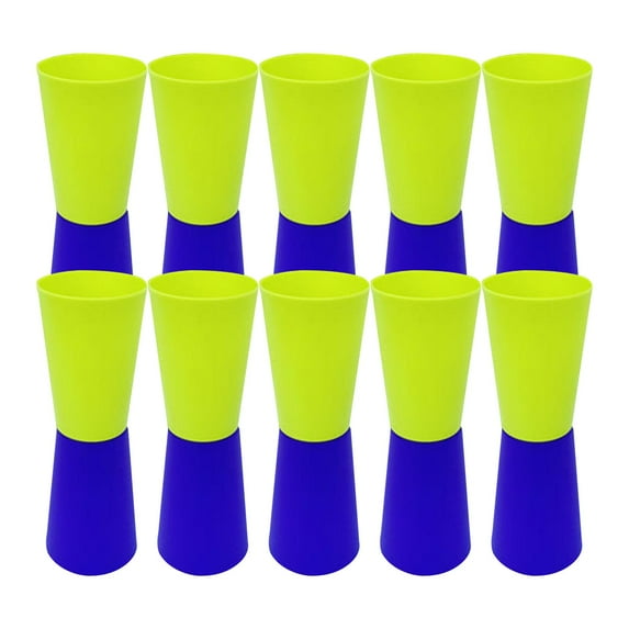 10Pcs Flip Cups Exercise Agility Training Shuttle Run Fitness Running Aid Reversed Cups for Rugby Basketball Outdoor Events with Storage Dark Blue