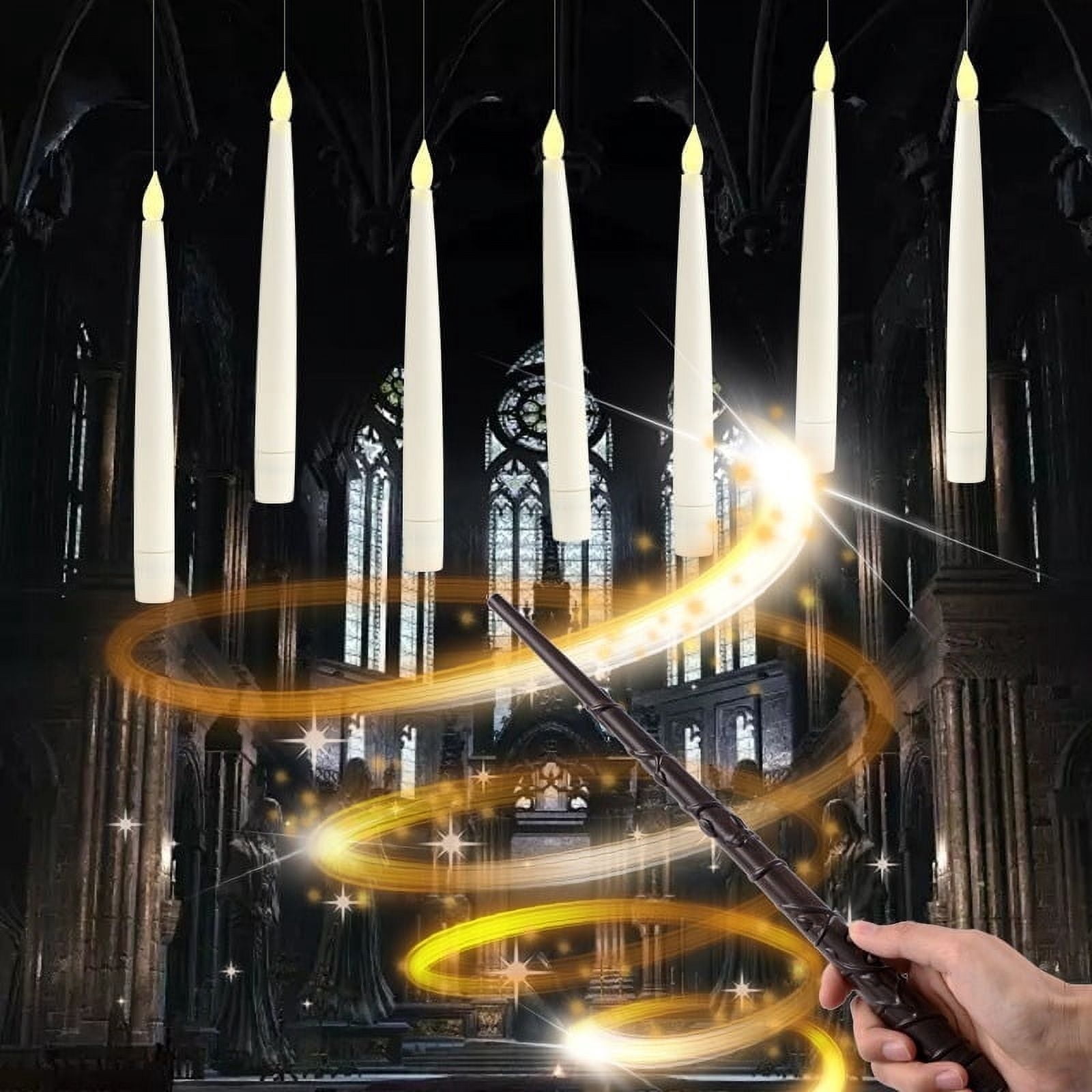 10Pcs Floating Candles With Magic Wand Flickering Flameless Christmas Led Candle Light LED Floating Candles with Wand Remote, Flickering Warm Light,Perfect for Indoor Party Decor
