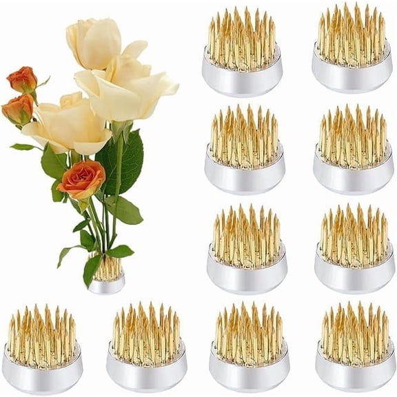 10Pcs Floral Frogs 23mm/0.9inch Round Kenzans Mini Flower Frog Pin Frog Japanese Ikebana Spiky Frog Fixed Tools Metal Flower Arranger Tool Pin Holder for Small Vase