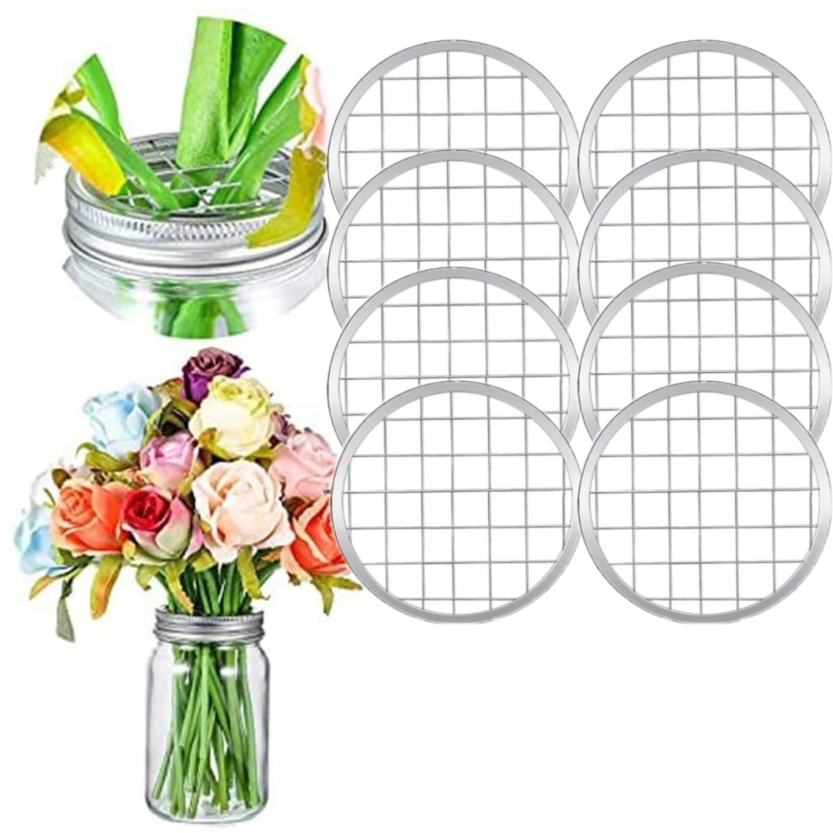 10Pcs Flower Jar Insert Lid for Wide Mouth Canning Jars, 3.4