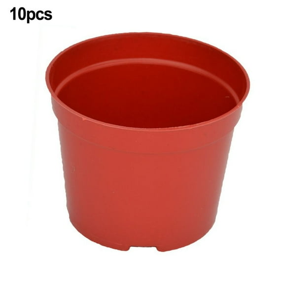 10Pcs Flowerpot Plastic Plant Pots Container Multiple Sizes Large Flower Pot Grow Box With 2 Tier Drainage System Black Red