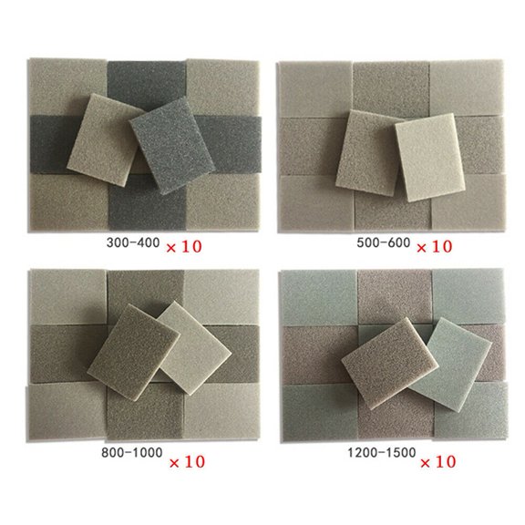 10Pcs Foam Sanding Block Wet Dry Fiberglass Bodywork Sponge Pads Fine Coarse Grit Sandpaper Polishing Grinding Abrasive Tools 500-600# Smile Home