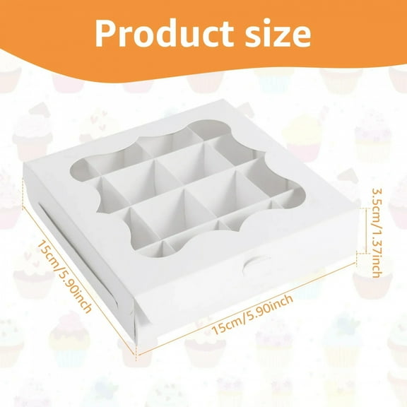 10Pcs Fold Cupcake Box 16-Grids Cake Box with Clear Window Square Cardboard Cake Box for Party Desserts Pastries Chocolates