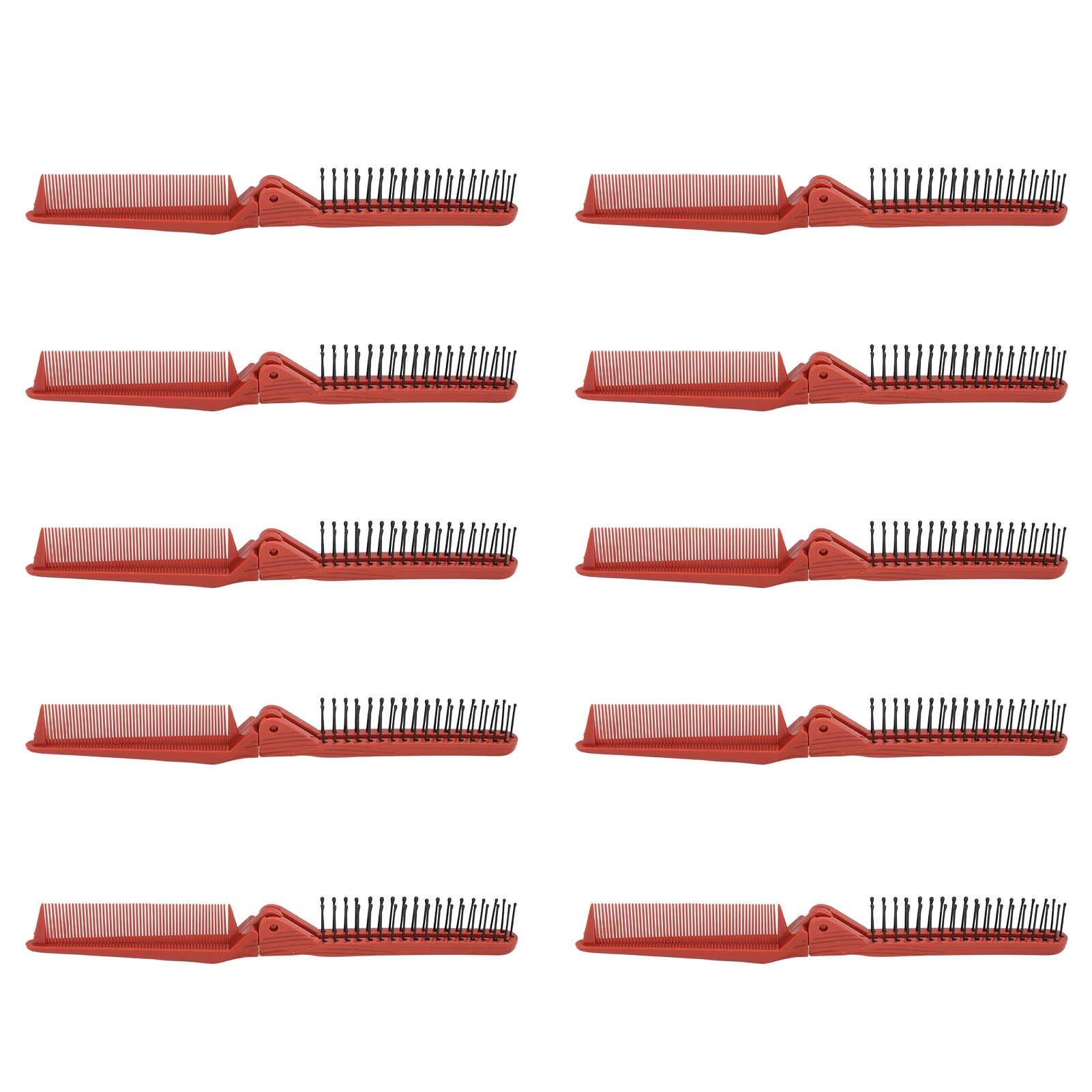 10Pcs Folding Comb Red Fine Teeth Durable ABS Pocket Size High Temp ...