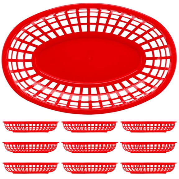 CIMAXIC 10Pcs Red Bread Tray Plastic Container for Catering and Picnic Use