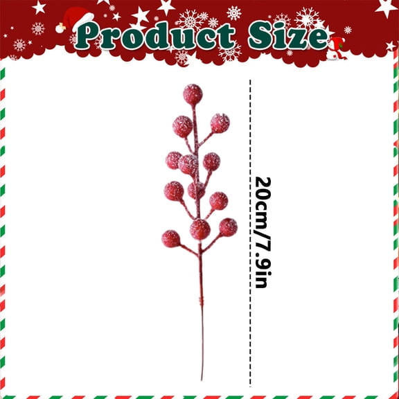 10Pcs Frosted Red Berry Artificial Flower Bouquet -  Table Centerpiece, Festive Winter Berry Branch for Home Decor, Realistic Holiday Decoration