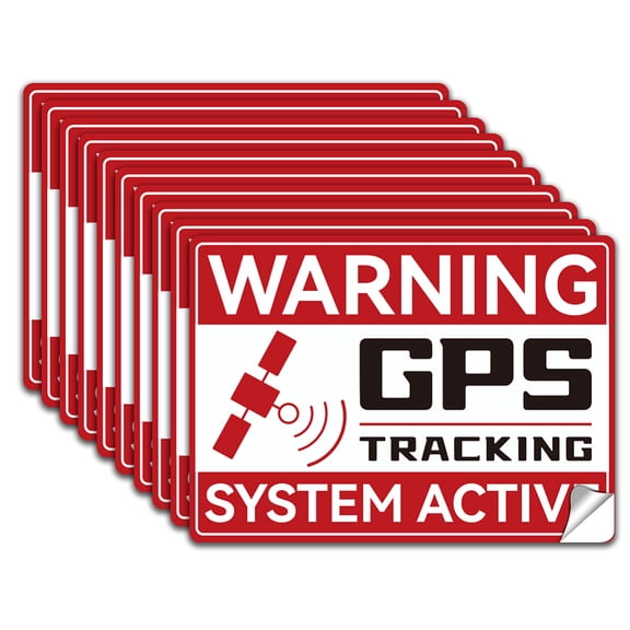 10Pcs GPS Tracking System Warning Label Decal Sticker PVC Warning GPS Tracking System Active Waterproof Sticker GPS Warning Security Vinyl Decal
